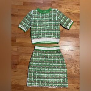 Easel Green and White Kids Formal Dress Set